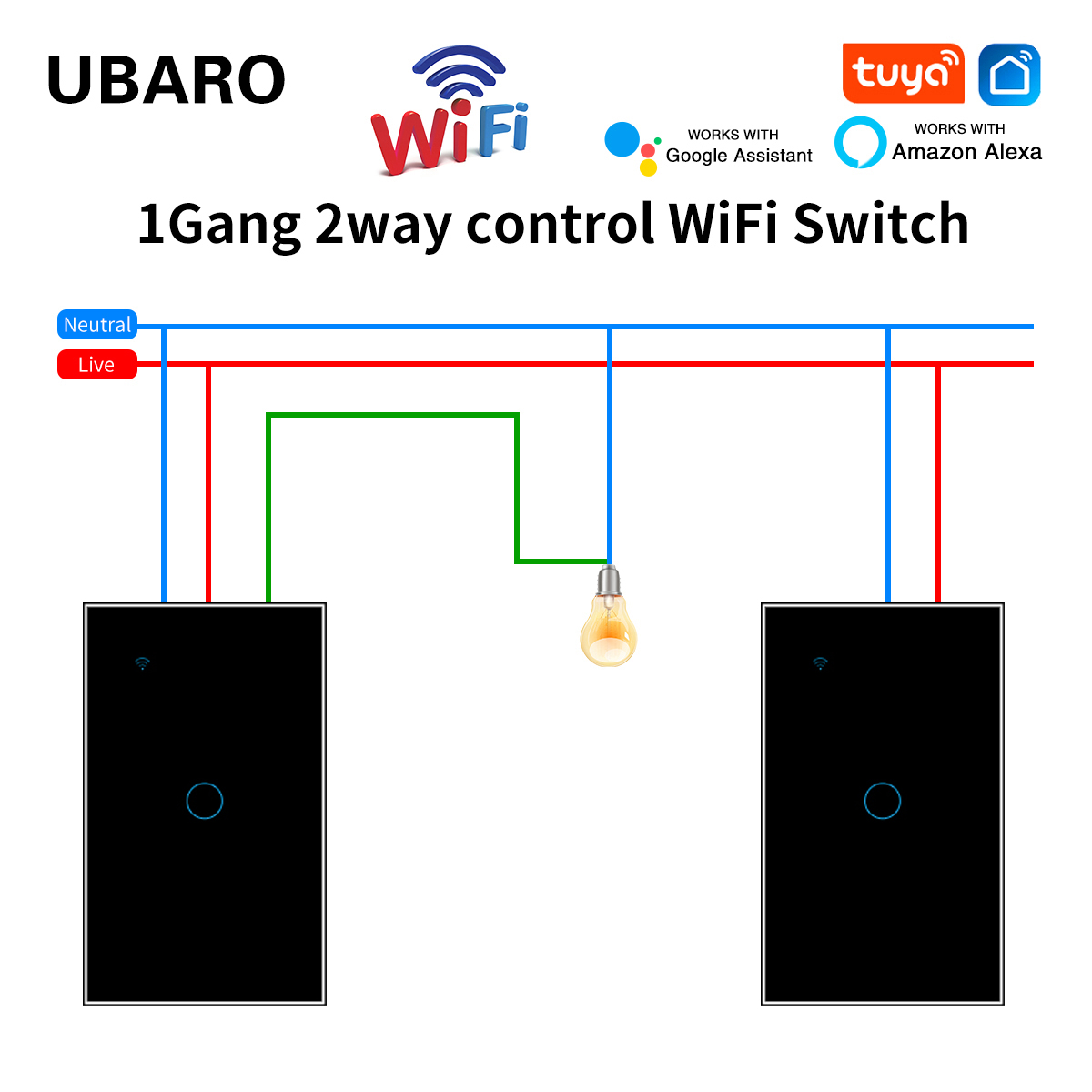 Smart Home Utilities - UBARO 2Way Bảng kính cường lực