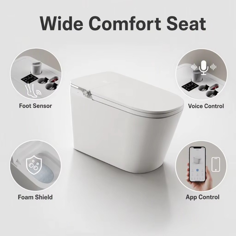 White Smart Toilet Square Bowl - đánh giá và giá Smart Home App