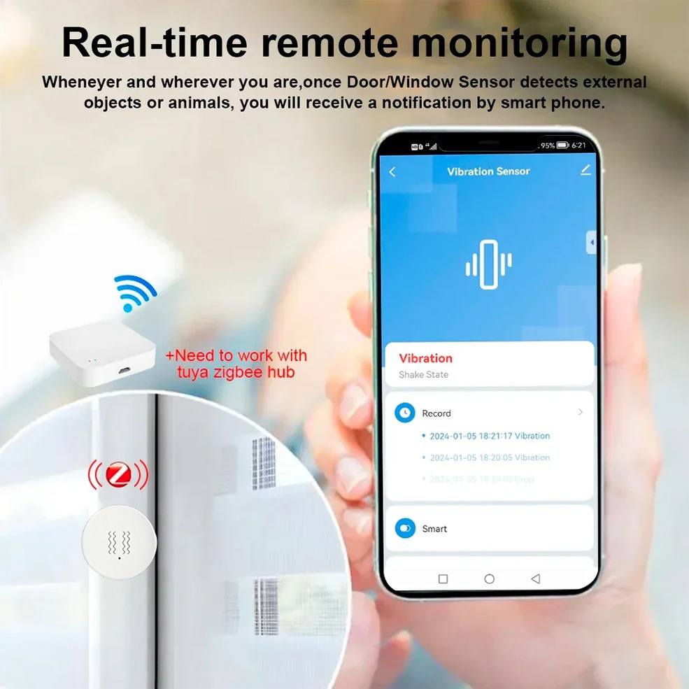 Tuya ZigBee Smart Vibration &  - đánh giá và giá Smart Home Assistant