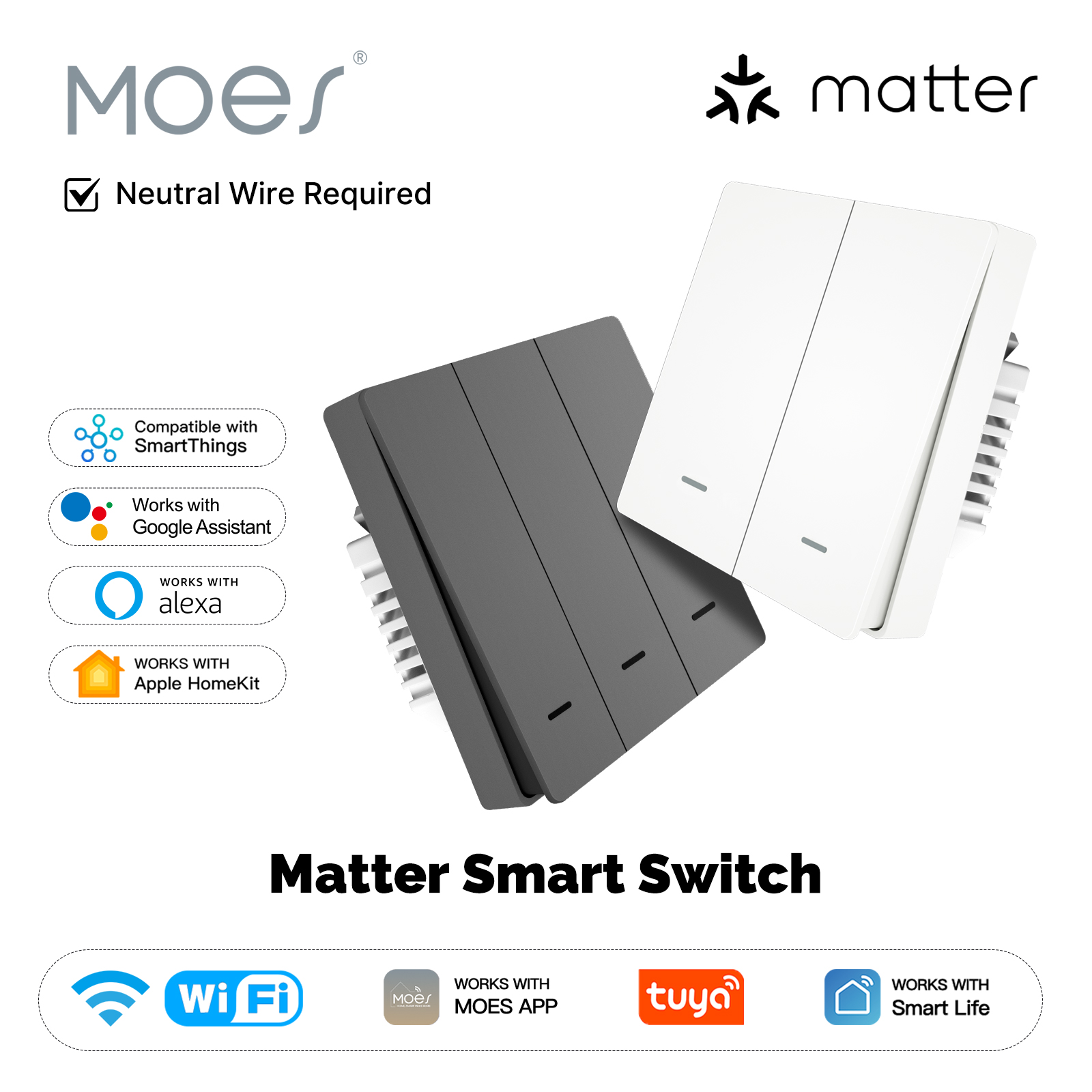 MOES Matter Tuya WiFi Smart Li - đánh giá và giá Tuya Smart Switch
