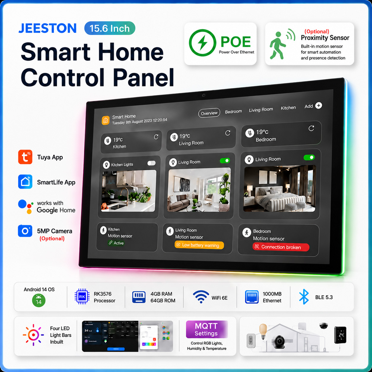 15.6 Inch InWall Smart Home Co - đánh giá và giá Smart Home Mqtt